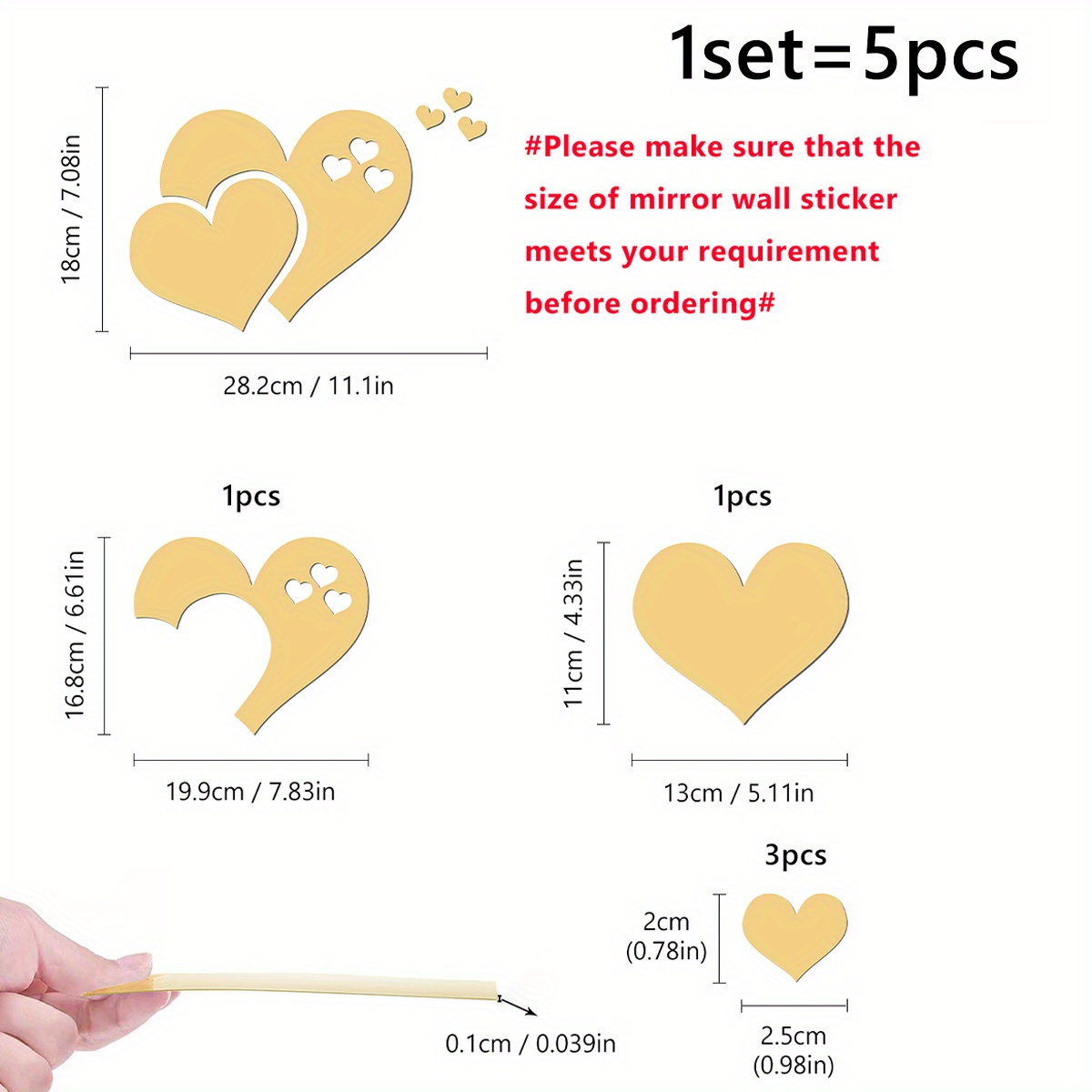 Heart shaped Mirror Sticker Self adhesive Mirror Wall - Temu