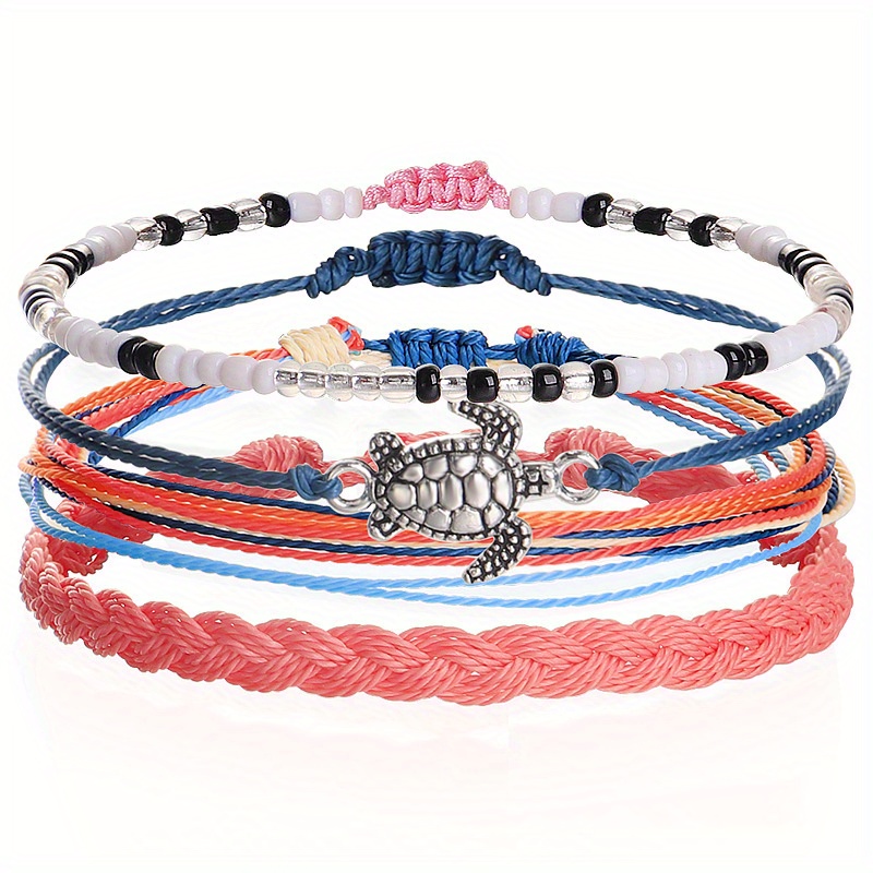 Beach Waterproof Wax Thread Braided Friendship Bracelet Set
