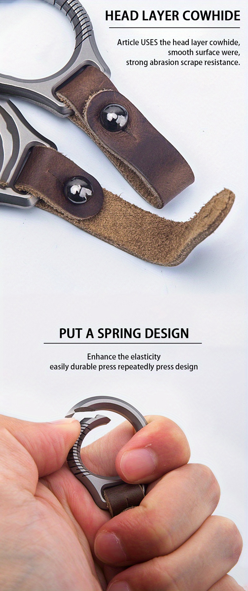 1pc チタン合金牛革車のキーチェーンバックル、盗難防止ポータブル金属キーリング Edc ロックキーホルダー Sports