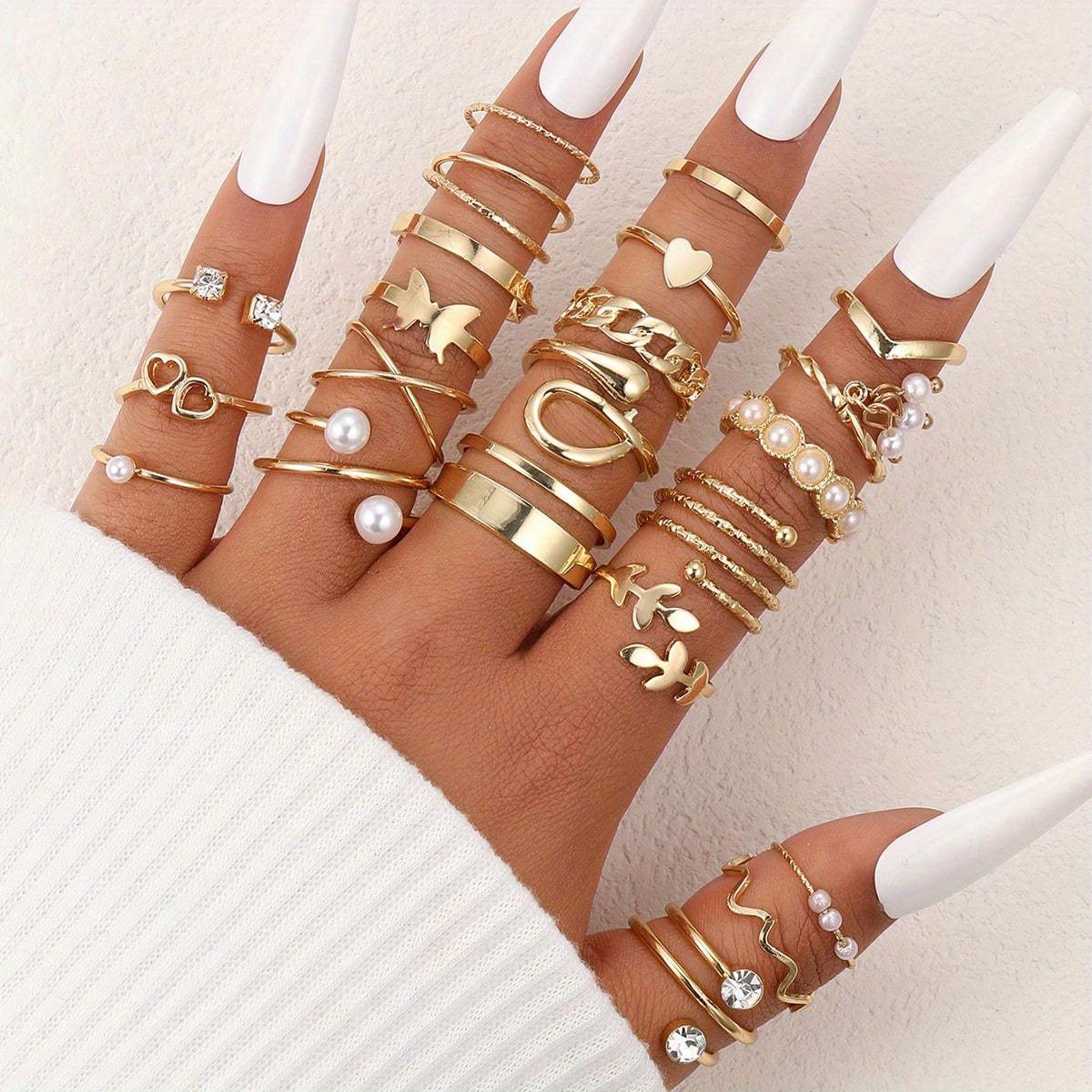 4pcs Fashion Butterfly Simple Rings Set For Women Girls Jewelry
