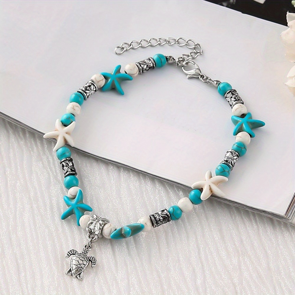 Elegant Conch Beads Sea Turtle Ladies Anklet Summer Beach Starfish