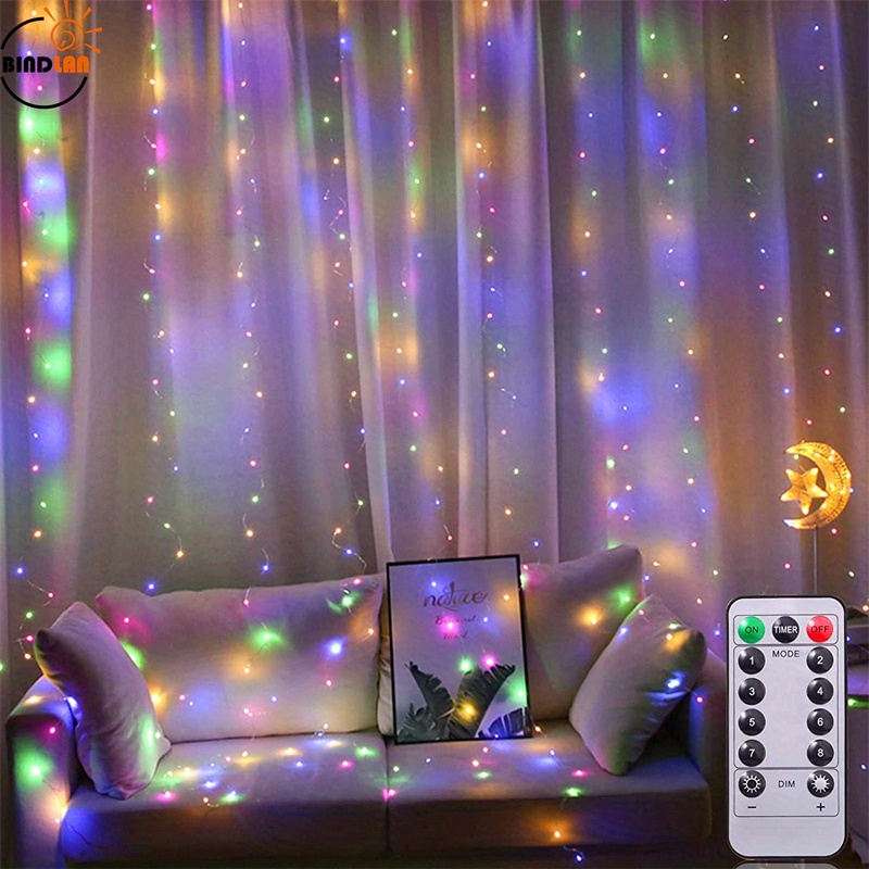 1 pack decorative light curtain 9 9ft 9 9ft 300 leds string light curtain 8 modes led curtain string lights for room decoration bedroom decoration outdoor decoration balcony warm white details 4