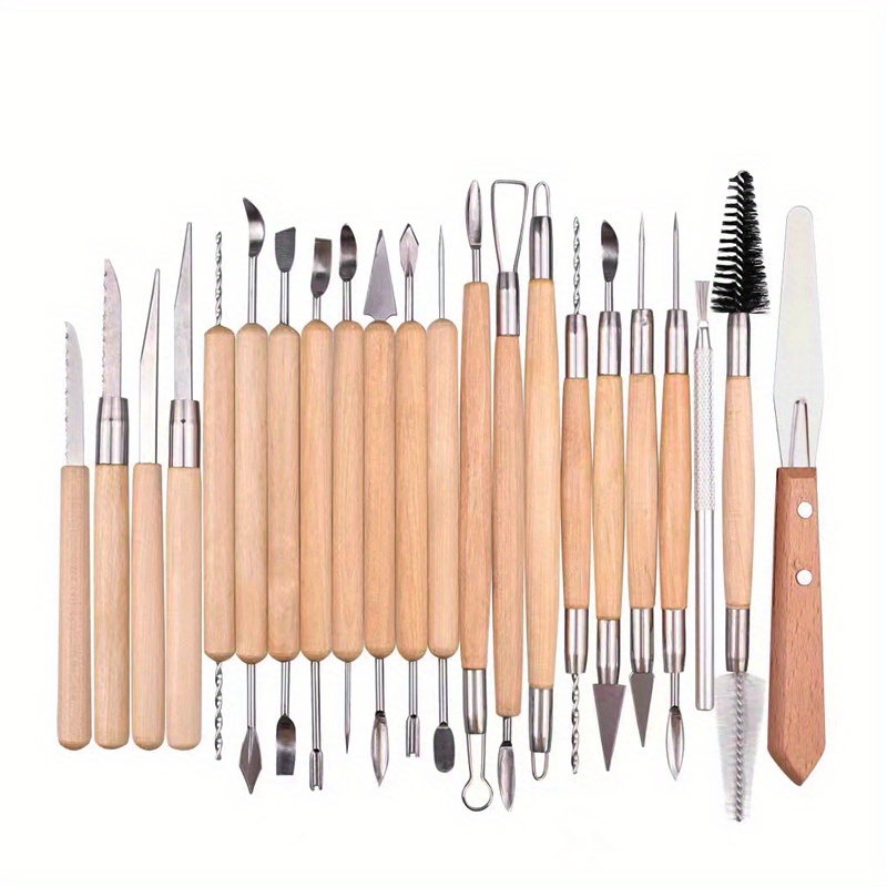 cjc Juego de 30 herramientas de arcilla para tallar cerámica, incluye  moldeadores de color arcilla, herramientas de modelado y cuchillo de  escultura