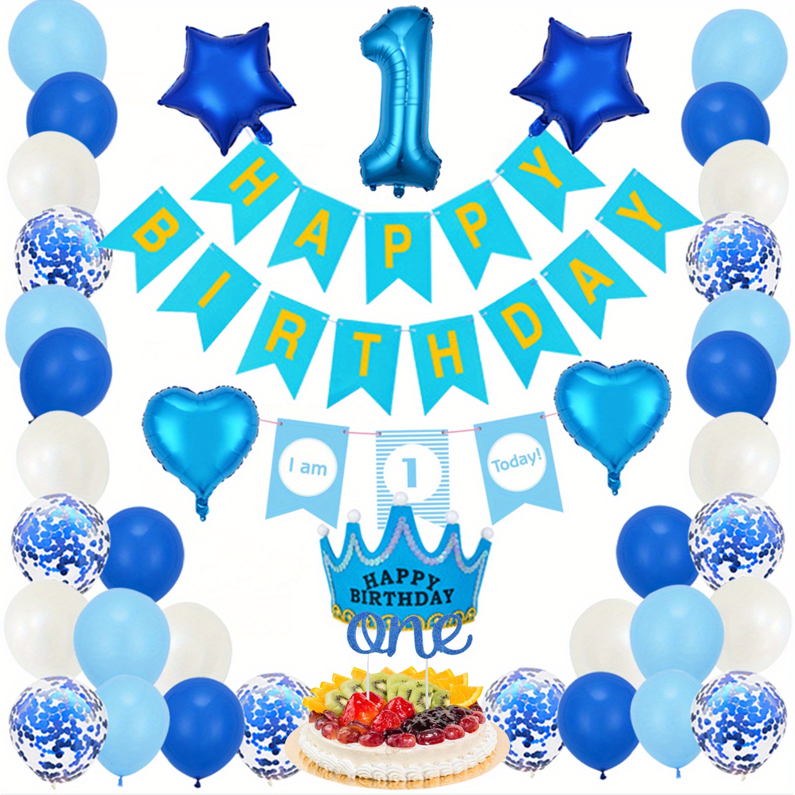 Blue birthday party supplies set-celebration set-happy birthday