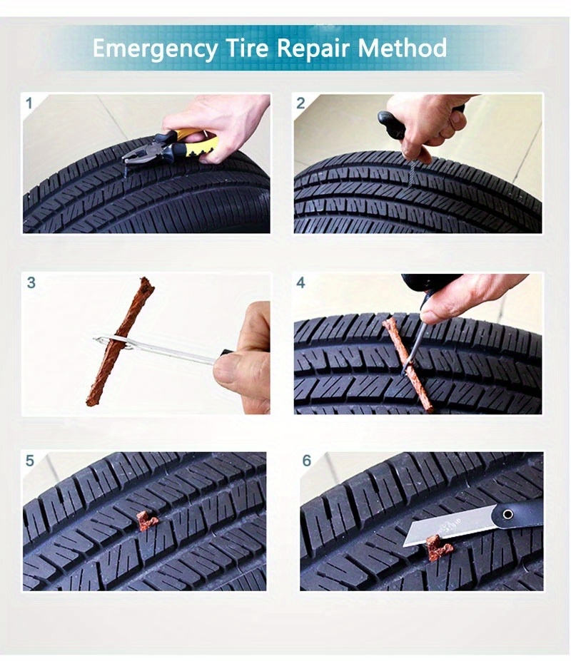 8Pcs Auto Reifen Kleber Reparatur Streifen Fahrzeug Tubeless Reifen Stecker  Reifen Punktion Reparatur Kit Nadel Patch