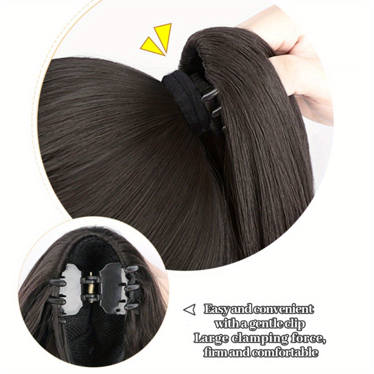 Long Claw Clip In Ponytail Extensions Long Straight Ponytail - Temu