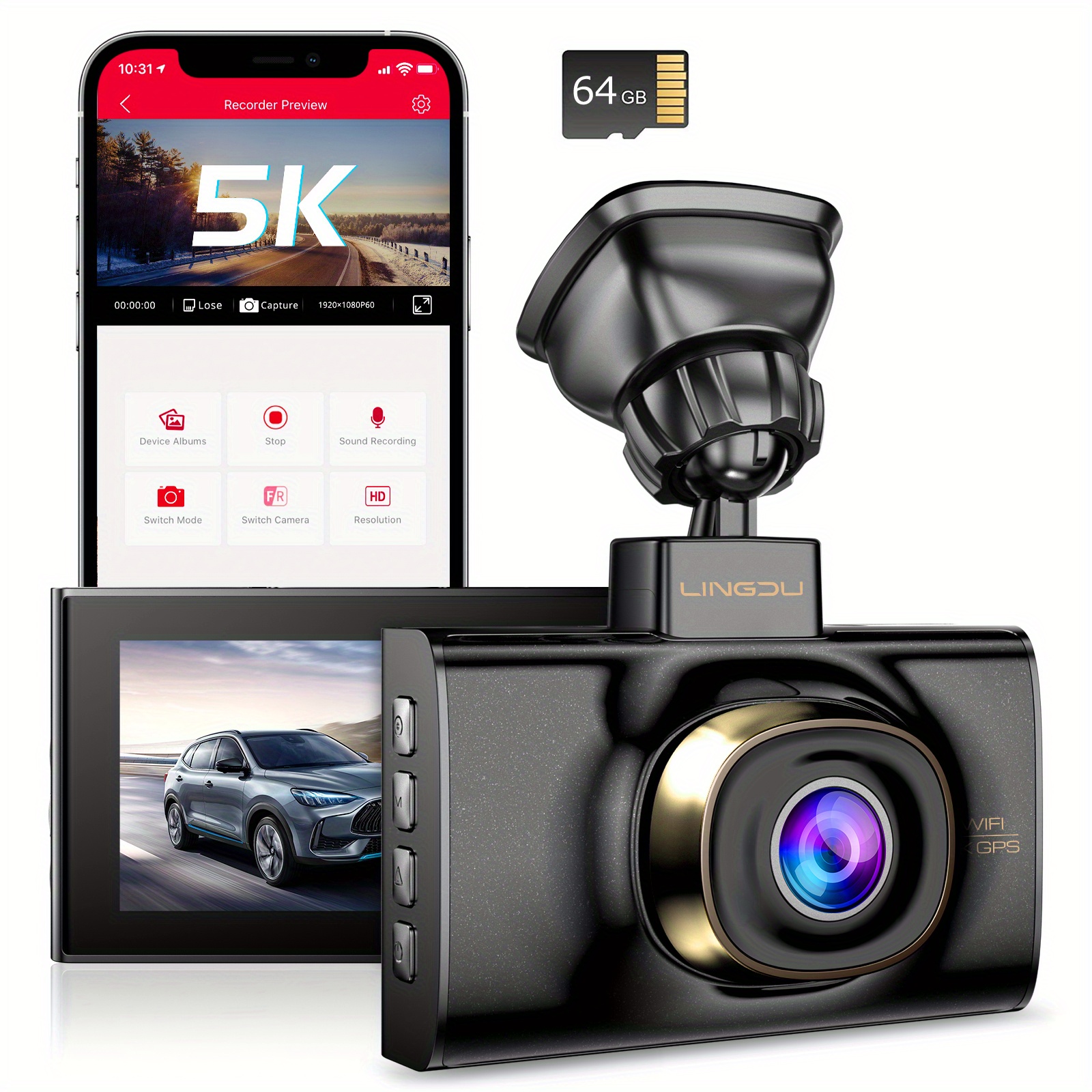 4k Dual Dashcam Built in Wifi Gps Front 4k And Rear 1080p - Temu