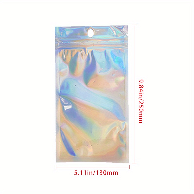 50/100pcs/set Clear Plastic Holographic Laser Ziplock Bag Jewelry