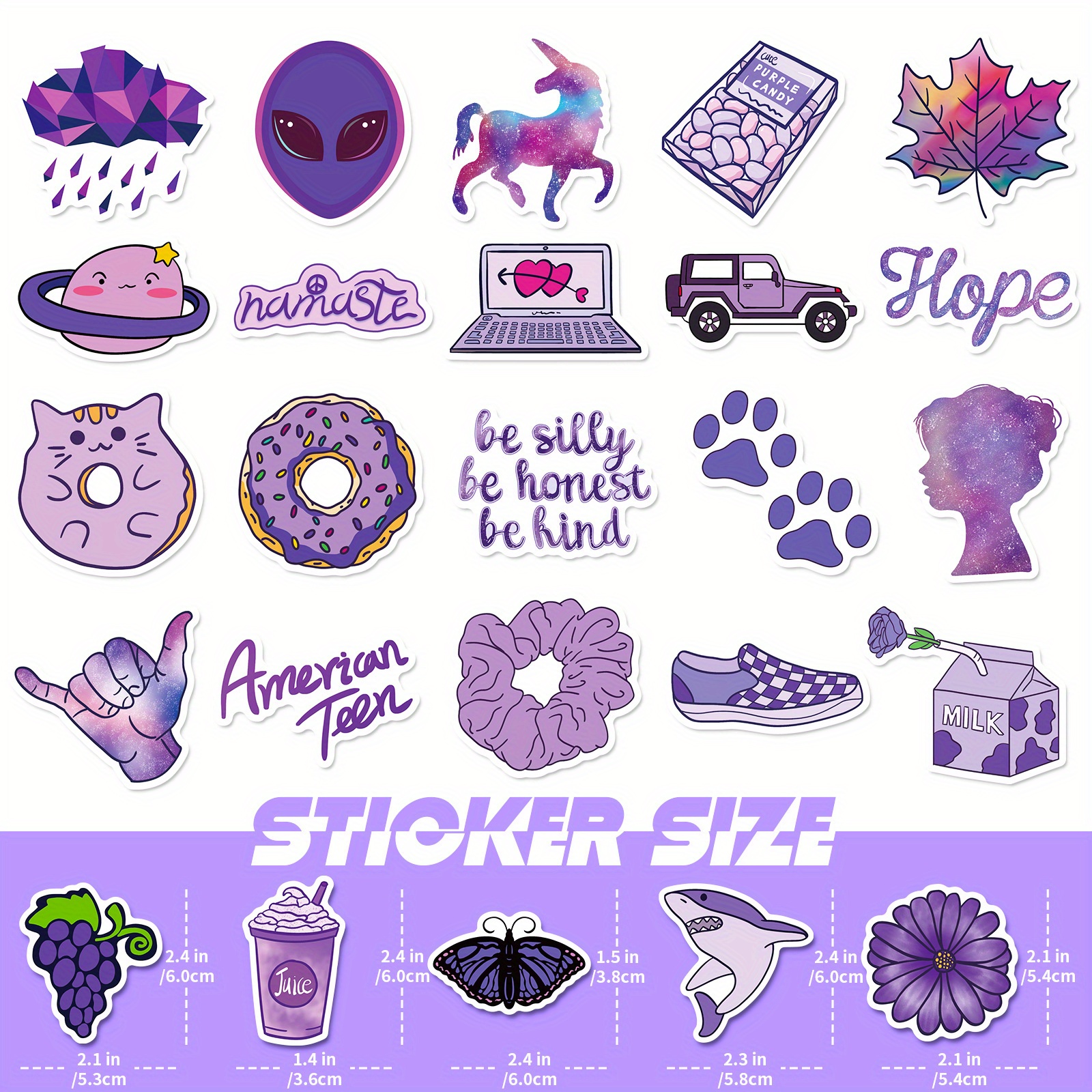 200pcs Purple Green Blue Black And White Aesthetic Stickers Cute Cartoon  Stickers Waterproof Vinyl Style Stickers For Water Bottles Laptop Luggage  For Kids Teens Adults - Toys & Games - Temu Germany