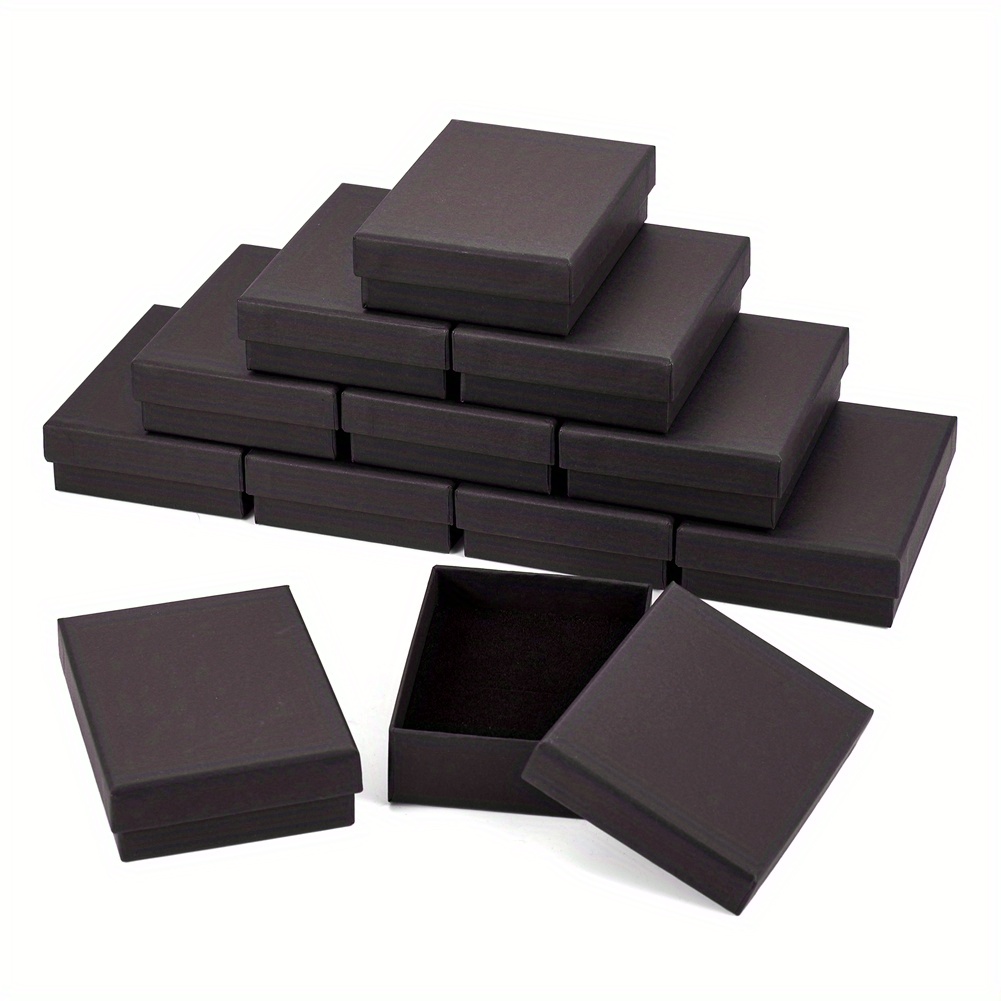 24pcs 9x6.9cm Rectangle Black Colored Cardboard Jewelry Box Necklace Bracelet Earrings Ring Display Gift Packaging Box