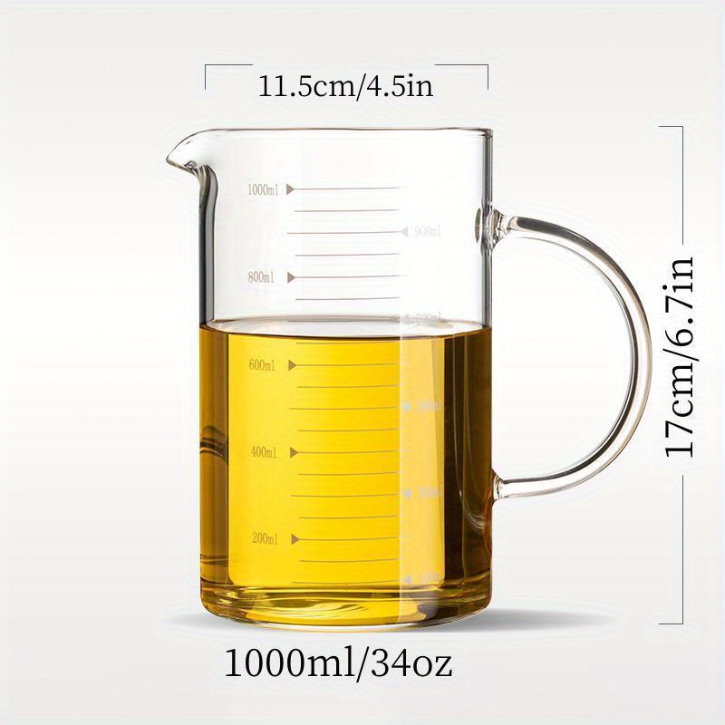 34oz/4 Cups Glass Measuring Cup, Easy to Read with 3 Measurement Scale