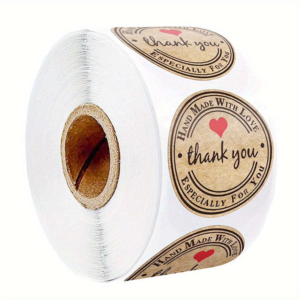 Image of 500pcs Paper Handmade Thank You Stickers Appreciation Tag Label For Business Bag Sealing For You
