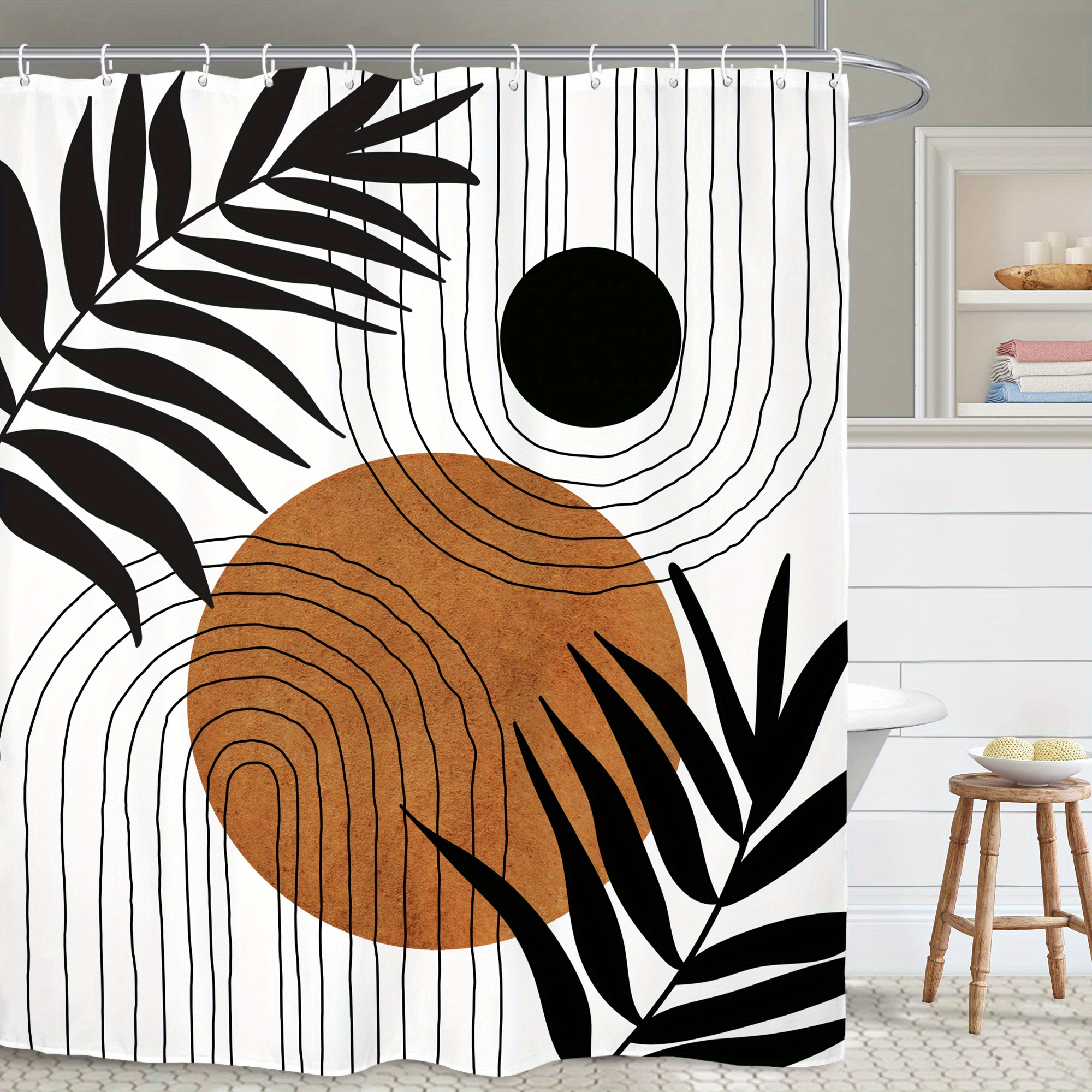 Abstract Brown Shower Curtain Bohemian Bathroom Set 