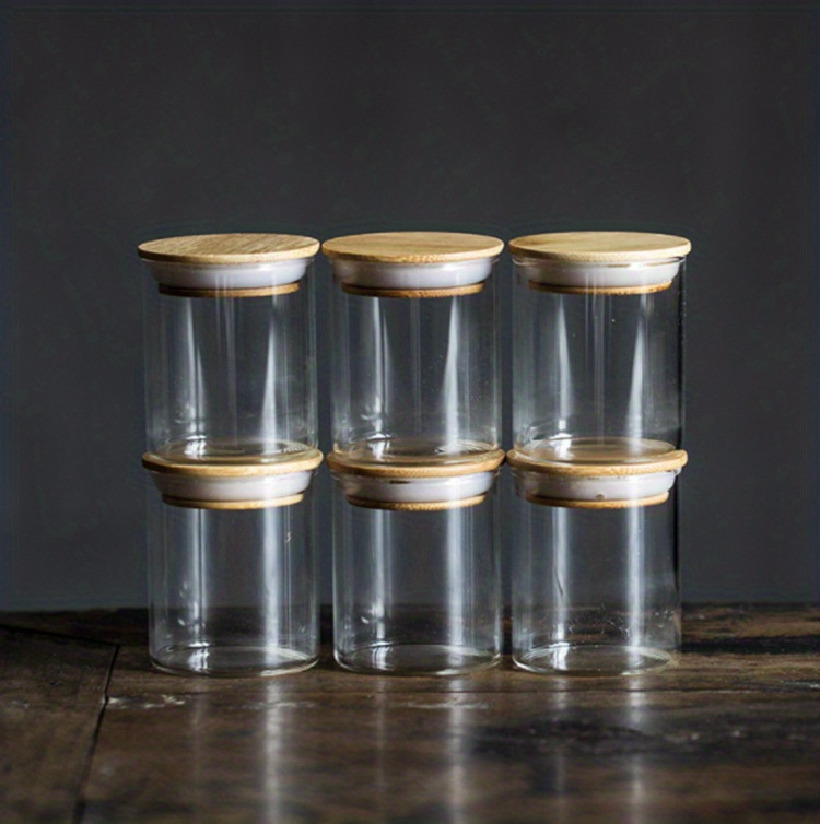 Topumt Glass Storage Jars with Sealed Bamboo Lids, Clear Glass Bulk Food  Storage Canister for Serving Tea, Coffee, Spice, Candy, Cookie 