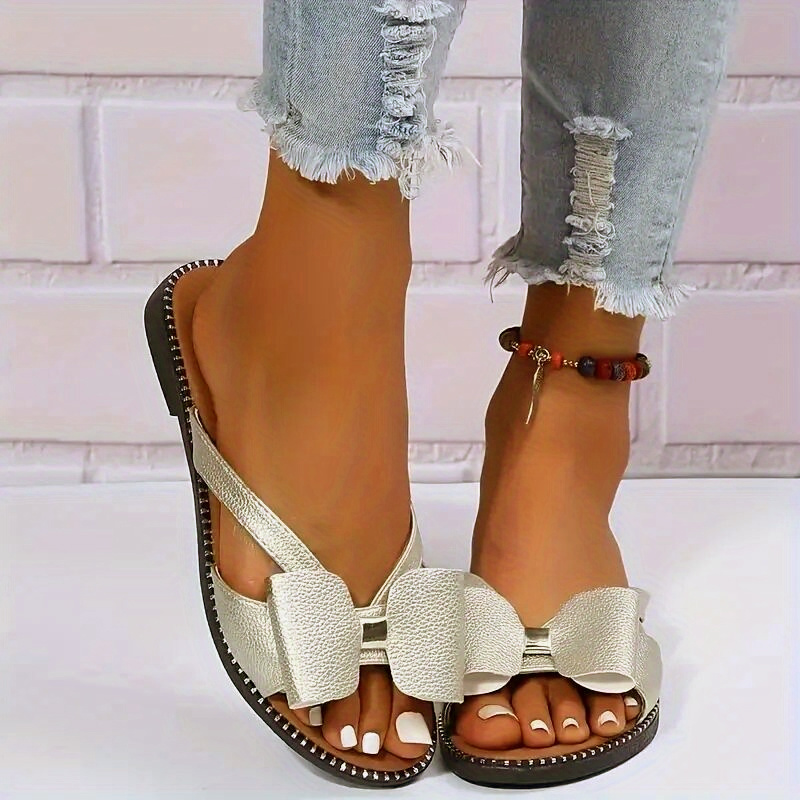 Damen Hausschuhe Satin Mit Schleife - Memory Foam Pantoletten Für Zu Hause