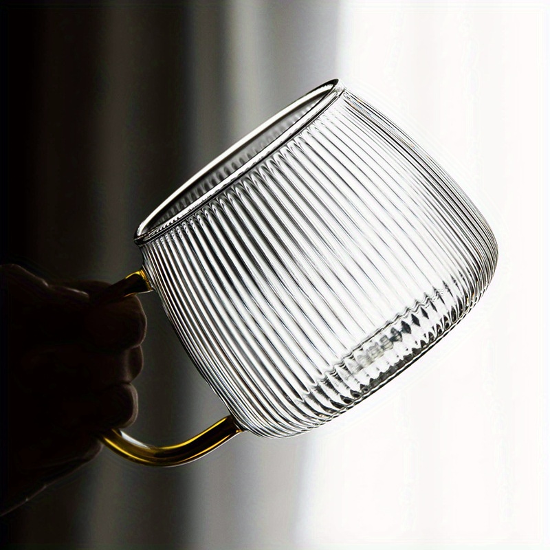Ribbed Glass Coffee Mug Premium Classical Vertical Stripes - Temu