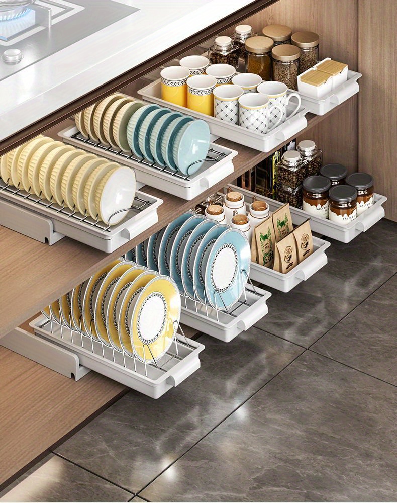 E-ROOM TREND Tellerhalter Dish Organizer Verstellbare Größe 2er Pack,  Geschirraufbewahrungsregal mit leicht zu tragenden SS304 Griffen für