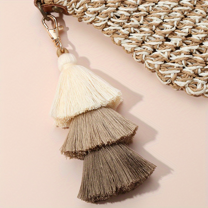 1pc Bohemian Multicolor Handmade Layered Tassel Keychain Car Bag Pendant