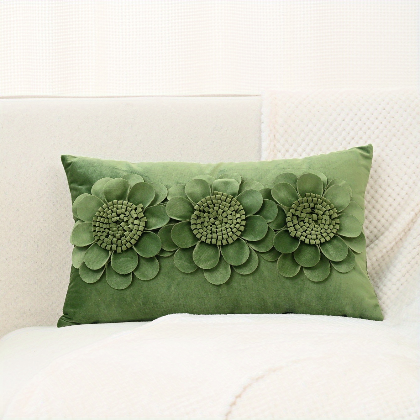 Handmade 3d Flower Velvet Throw Pillow Dutch Velvet Flower - Temu