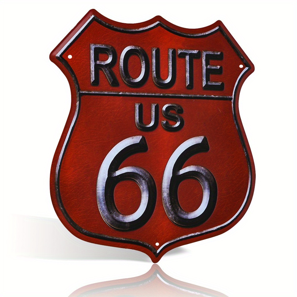 Rustic Highway Route 66 Metal Sign Perfect For Vintage Garage Or