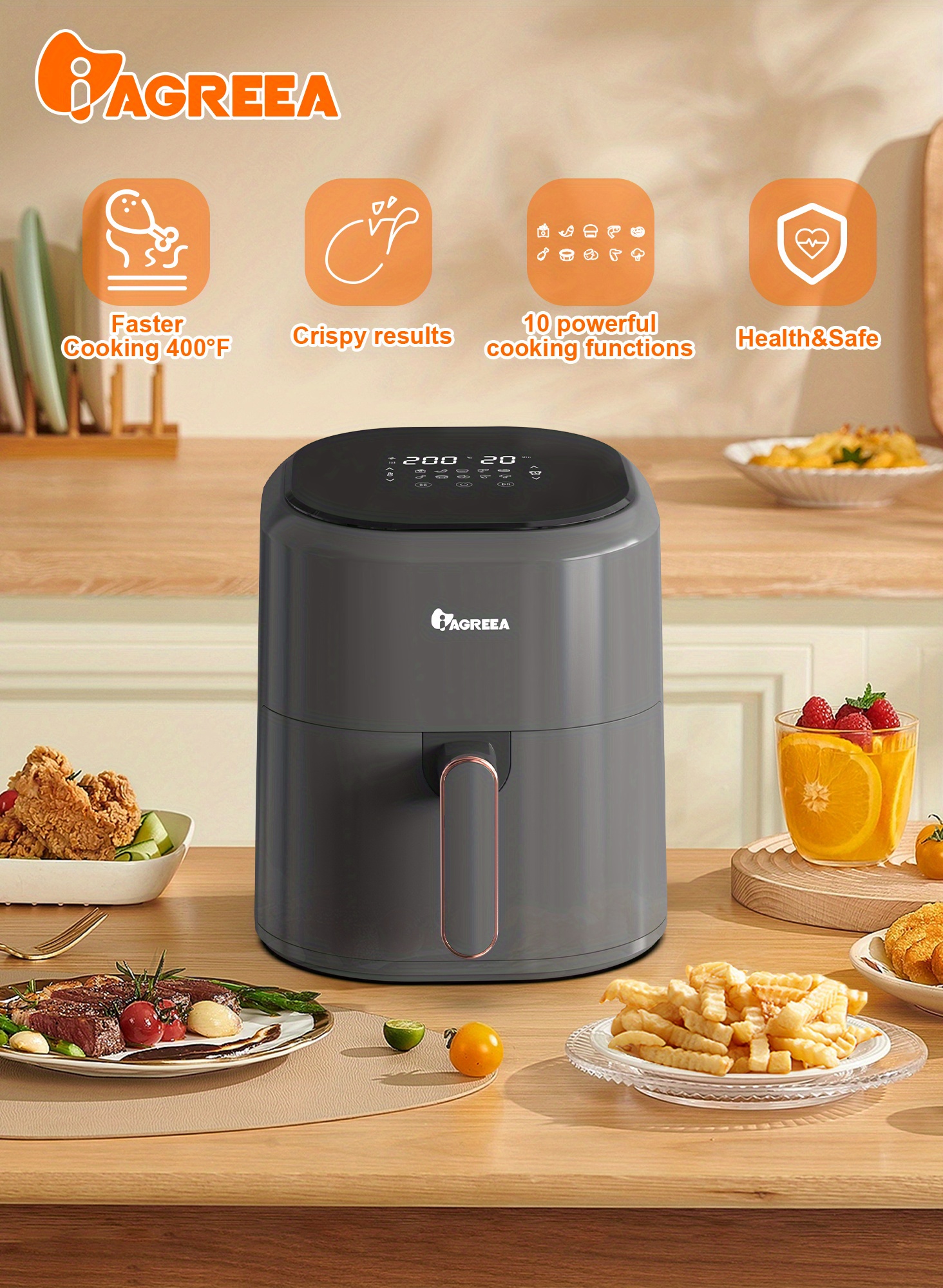 Large Capacity Smart Air Fryer With 10 Functions And Ntc - Temu Germany