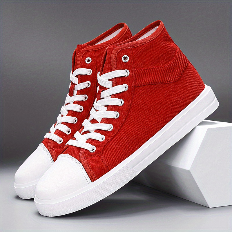 Women's Classic Red High Top Canvas Shoes, Casual Lace Up Skate Shoes,  Women's All-Match Sneakers