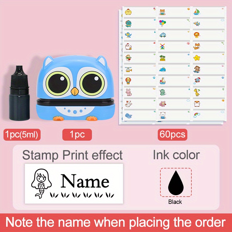 Name Stamp Clothing Kids Personalized Custom Stamp for Clothes Customized  Waterproof Fabric Stamper 6 Sticker Patterns for Student School