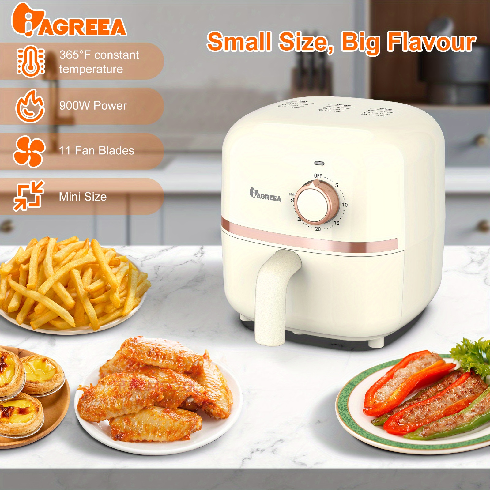 Iagreea /2.1qt Mini Electric Air Fryer, Oven Cooker, Non-stick Fry