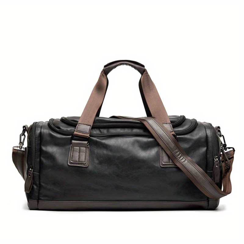 Men's High Quality Pu Leather Travel Bags Large Capacity - Temu Poland