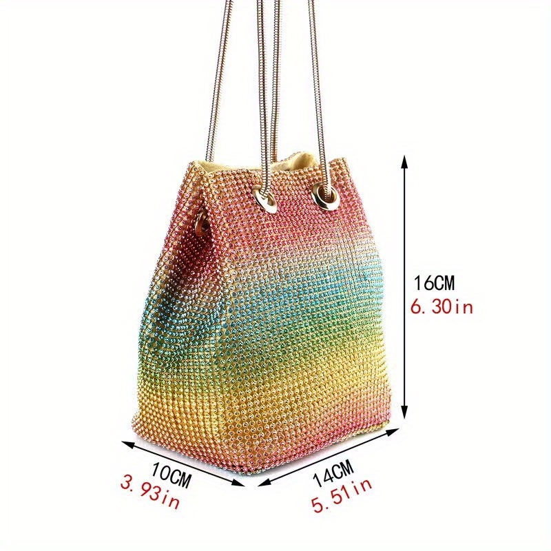 Rainbow Bags For Women Crystal Clutch Purse Evening Bag Fashion Party  Rhinestone Handbags Small