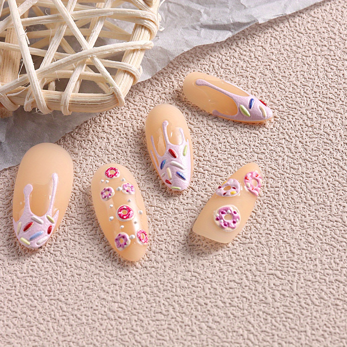 Jelly-Style Lollipop Nail Stickers, Donuts Nail Stickers, Donuts