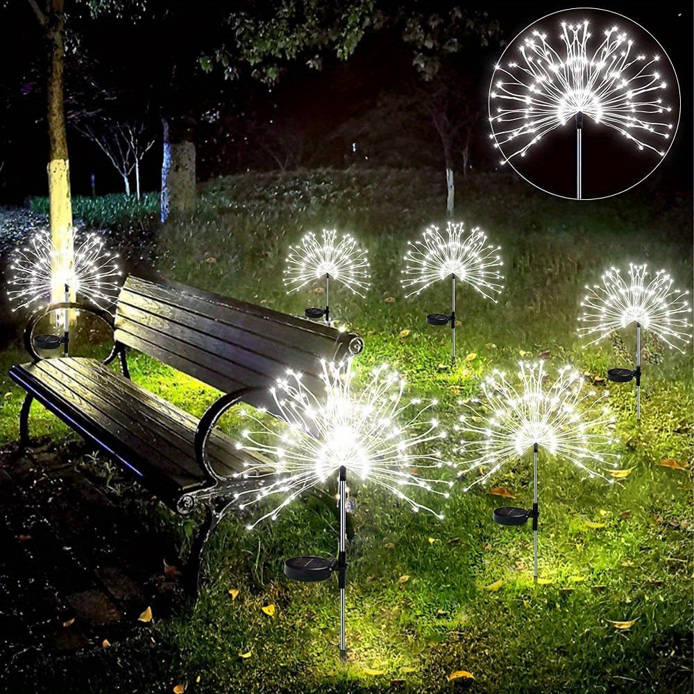 90/150/200 LED Temu mit Decor Yard Germany Solar-Gartenleuchte Lawn Pathway Fireworks Lamp 8 - Solar Wasserdichte Lights DIY Outdoor Beleuchtungsmodi für