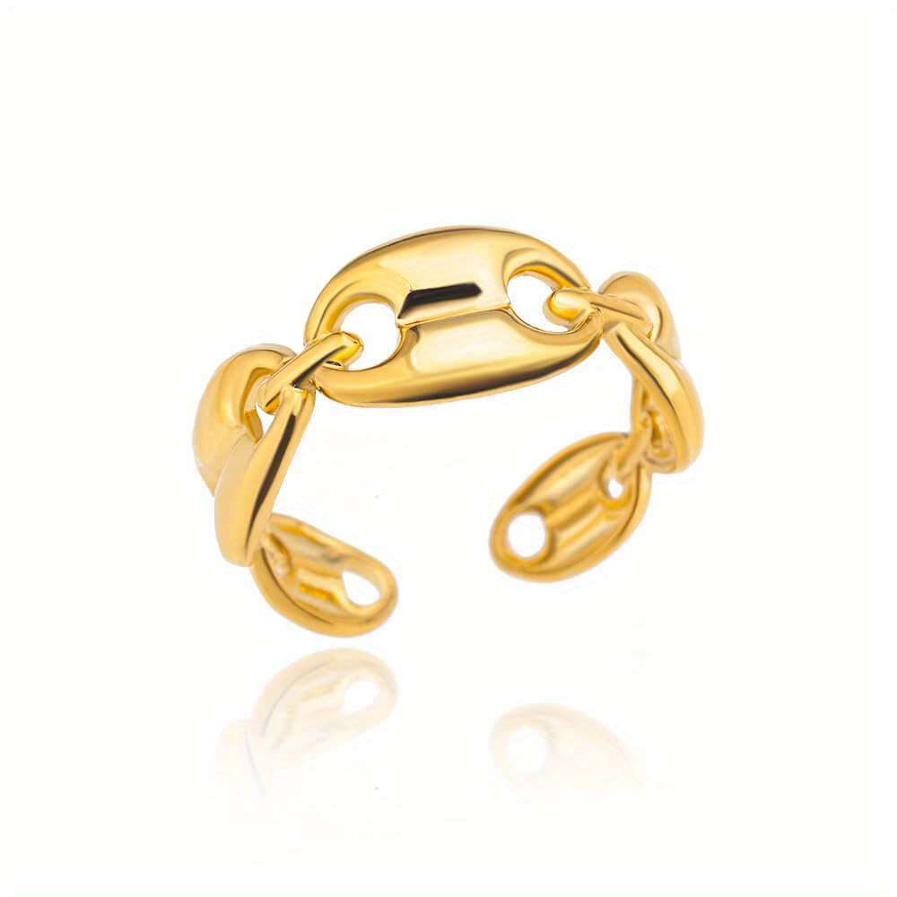 TEMU Normcore U To U Golden Cuff Ring Acero Inoxidable Chapado En Oro De 18 Quilates Adecuado Para El Trabajo Diario Y Las Escenas De Estudio Citas