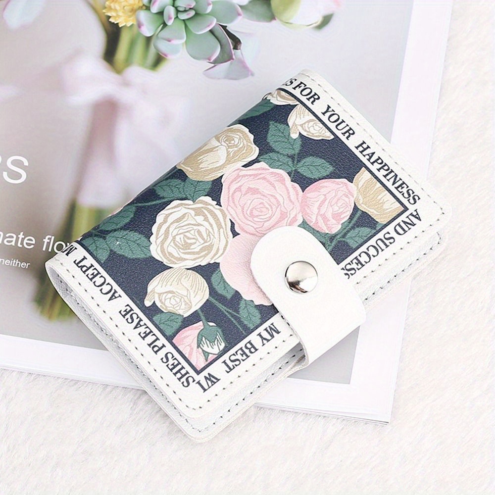 Colorful Flower Carving Painting Coin Purse Vintage Leather Credit Card  Holder Rfid Blocking Card Wallet With Zipper - Bags & Luggage - Temu