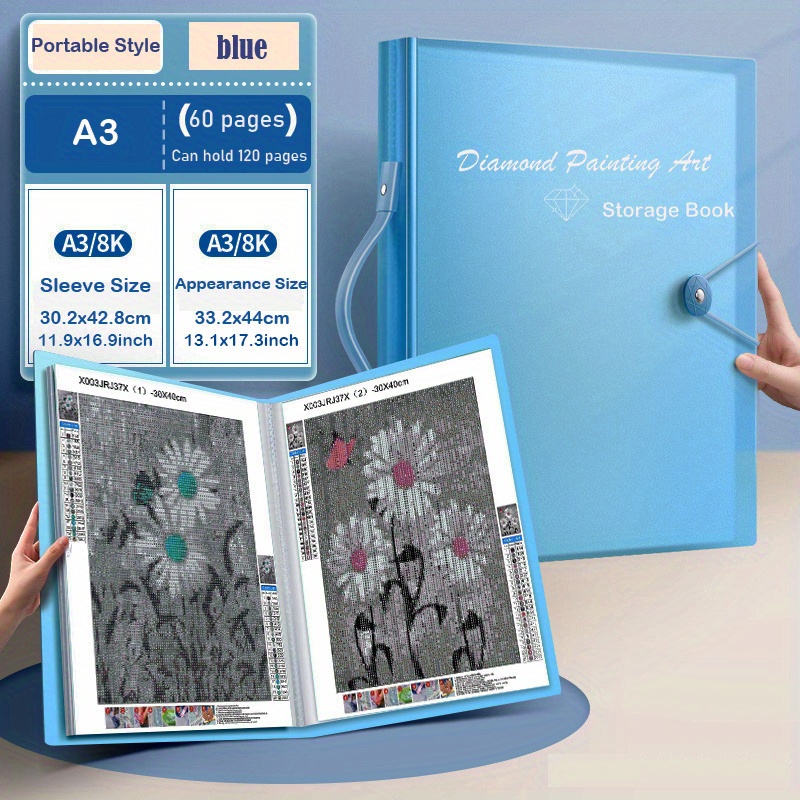 Artificial Diamond Painting Storage Book With Handle Pp A3 - Temu