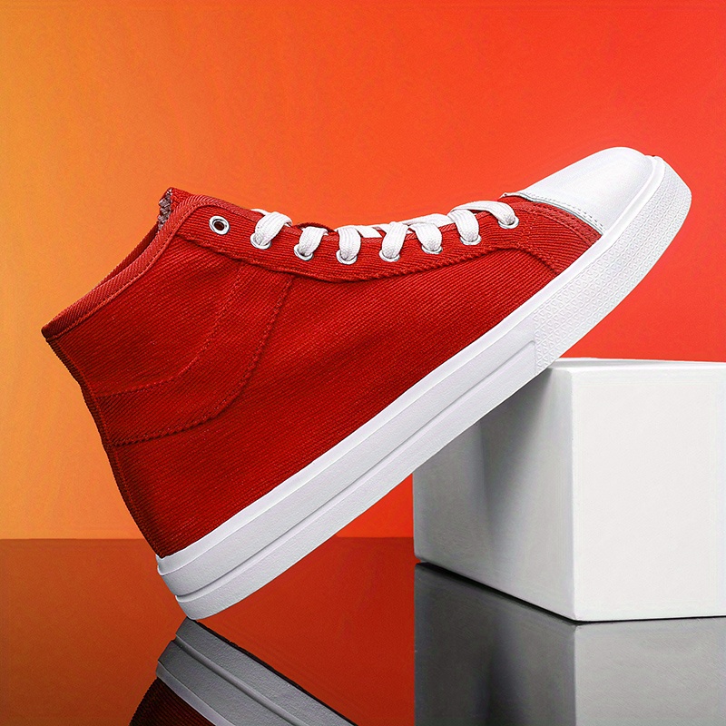 Women's Classic Red High Top Canvas Shoes, Casual Lace Up Skate Shoes,  Women's All-Match Sneakers