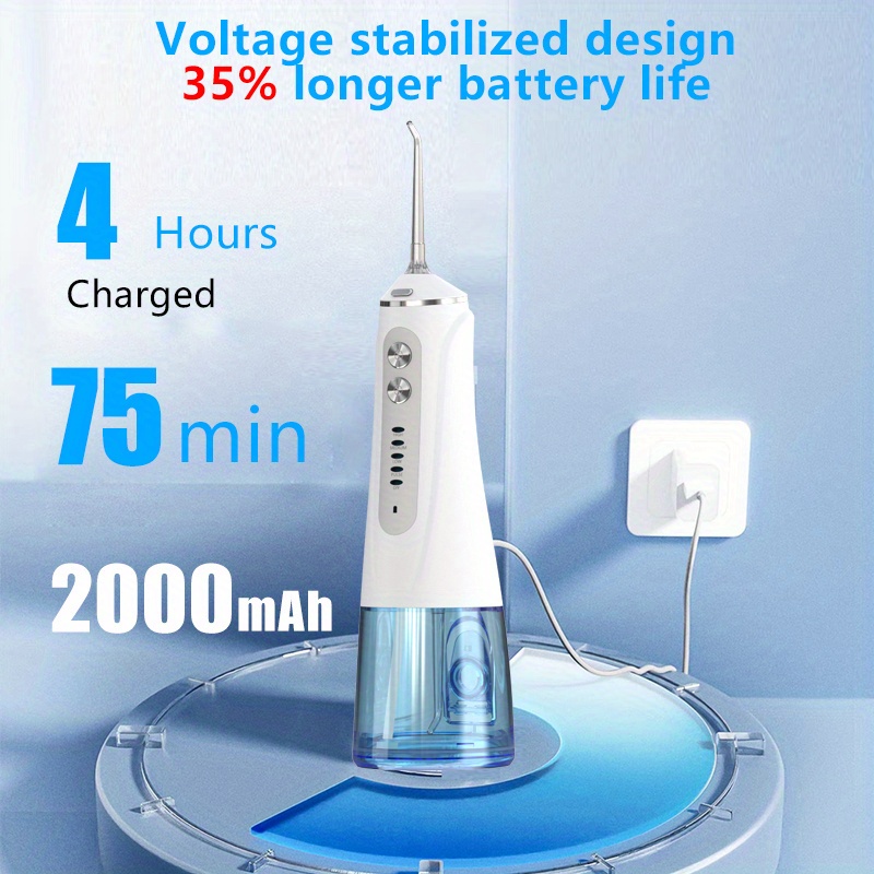 1 Set 5 In 1 Electric Water Flossers For Teeth, Whitening Dental Oral Irrigator With 4  Tips, Detachable Reservoir, Rechargeable Cordless Waterproof Whitening Teeth Brush Kit At Home And Travel details 0