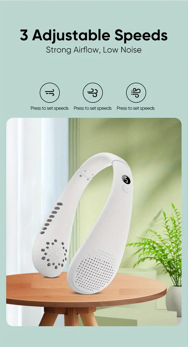 leafless hanging neck fan mini portable air conditioner usb small fan leafless cooling neck wearing neck small charging fan details 2