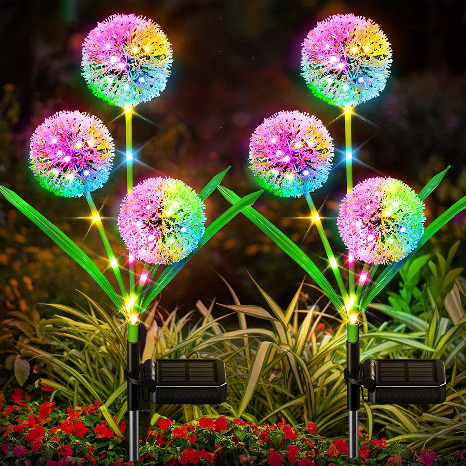 1pc 2pcs 36 led solar outdoor lights ip65 waterproof 3 in 1 garden flowers decorative lights with 2 modes for garden yard patio pathway details 0