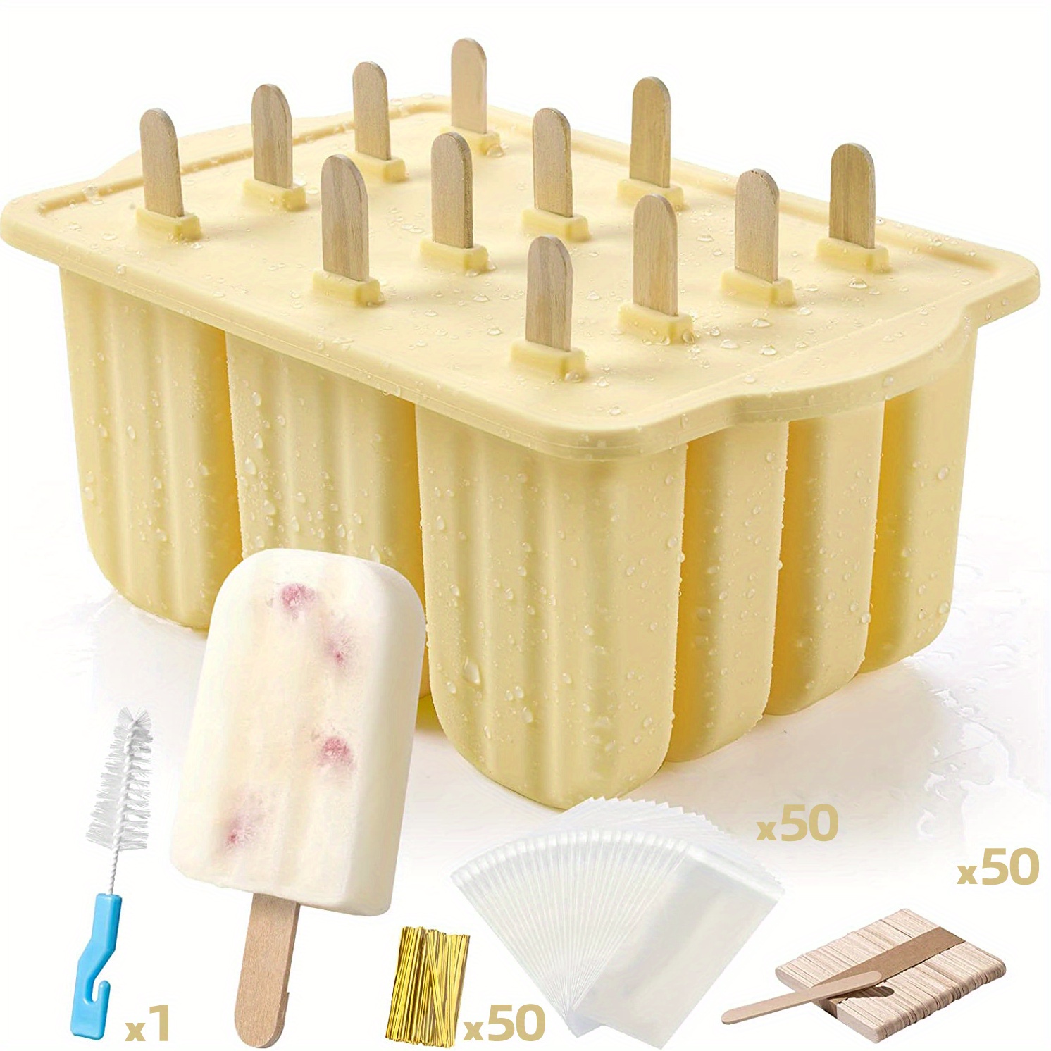 Homemade Popsicles Maker, Silicone Ice Popsicle Maker with 50 Popsicle  Sticks, 50 Popsicle Bags, 8 Reusable Popsicle Sticks, Funnel