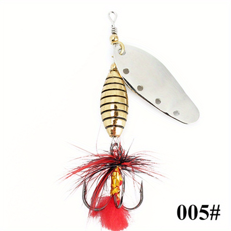 Fishing Spinnerbait Feather Treble Hook Metal Spoon Hard - Temu