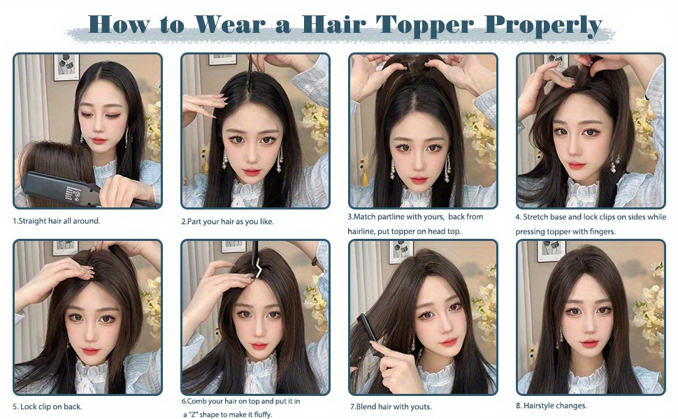 Topper in veri capelli umani per donna - Soluzione perfetta per il  diradamento dei capelli e la caduta dei capelli - Base svizzera, estensioni  a clip (marrone scuro, 10 pollici) – TweezerCo