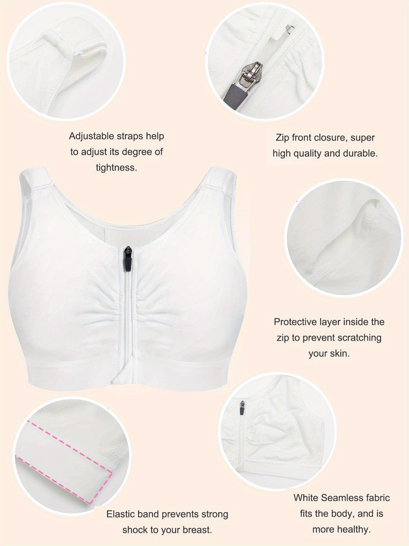 Post Surgical Bra with Front Closure Wireless Comfy Post Surgery