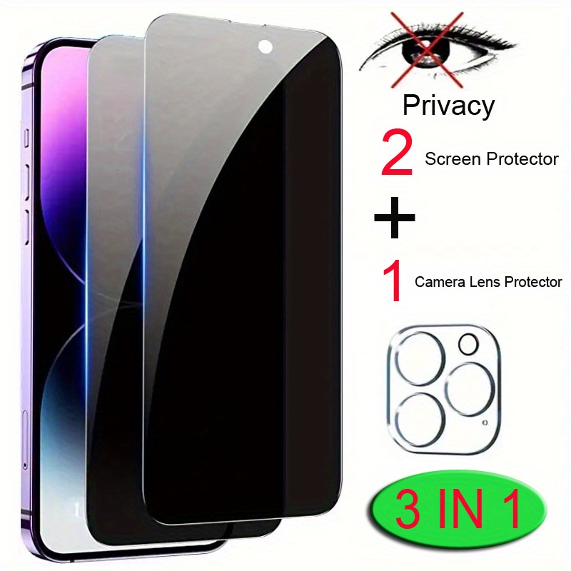 GLASS-M Protector de pantalla de privacidad para iPhone 13 Pro/iPhone  13/iPhone 14, vidrio templado antiespía 9H, cobertura completa, cubierta de