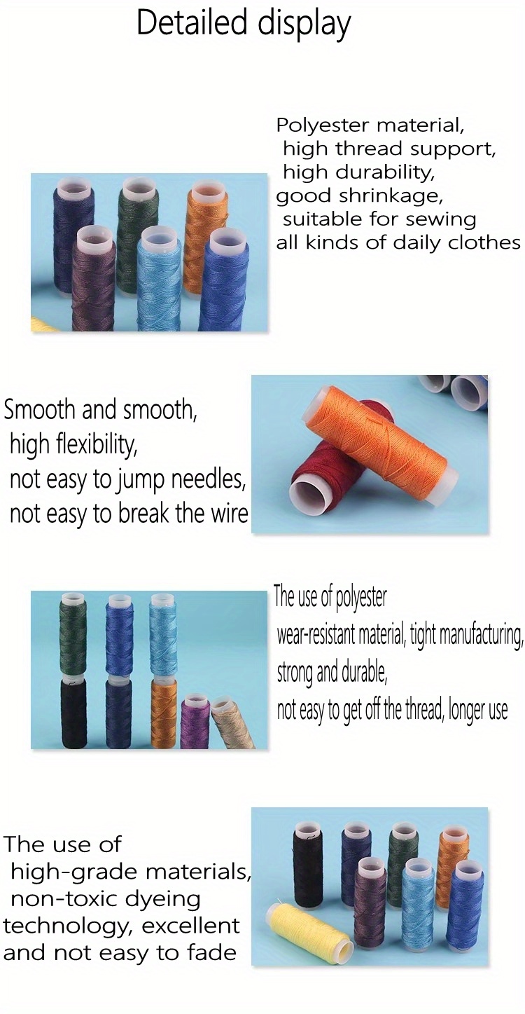 Color Sewing Thread Set 200 Yards Polyester Threads Diy - Temu