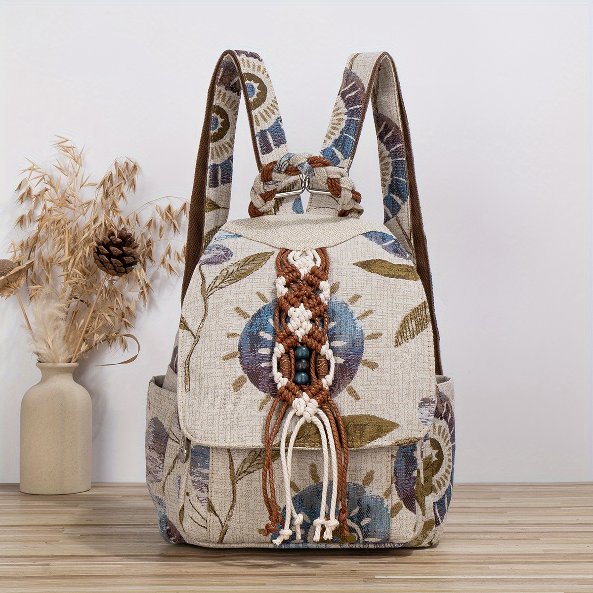 Ethnic Style Large Capacity Handmade Woven Women's Casual Backpack