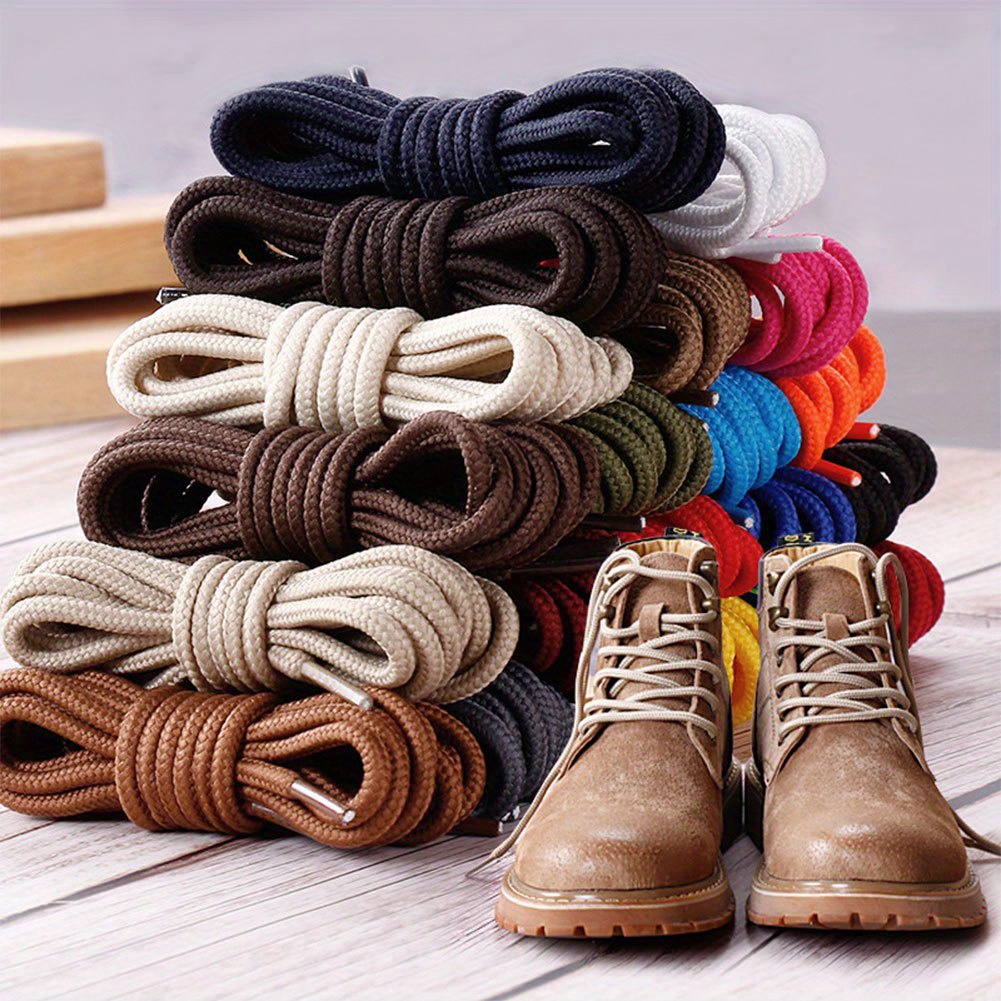 Waxed Shoelaces Solid Color Round Oxford Shoe Laces Boots - Temu