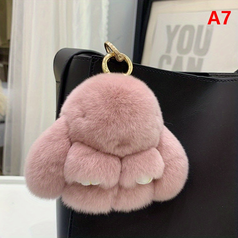 Kawaii Mini Rabbit Keychain Rabbit Fur Pompom Key Chains Women