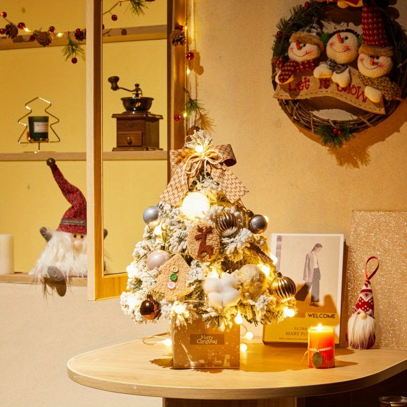Glowing Christmas Snow Tree Ornaments - Desktop Decorations With Color  Lights - Perfect Christmas Gifts - Temu Belgium
