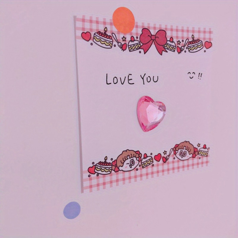 Artificial Diamond Shiny Heart shaped Diy Stickers For - Temu